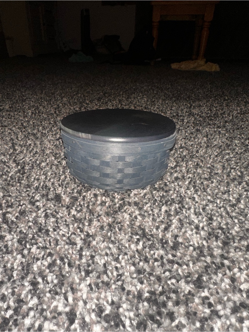 navy round small longaberger basket
